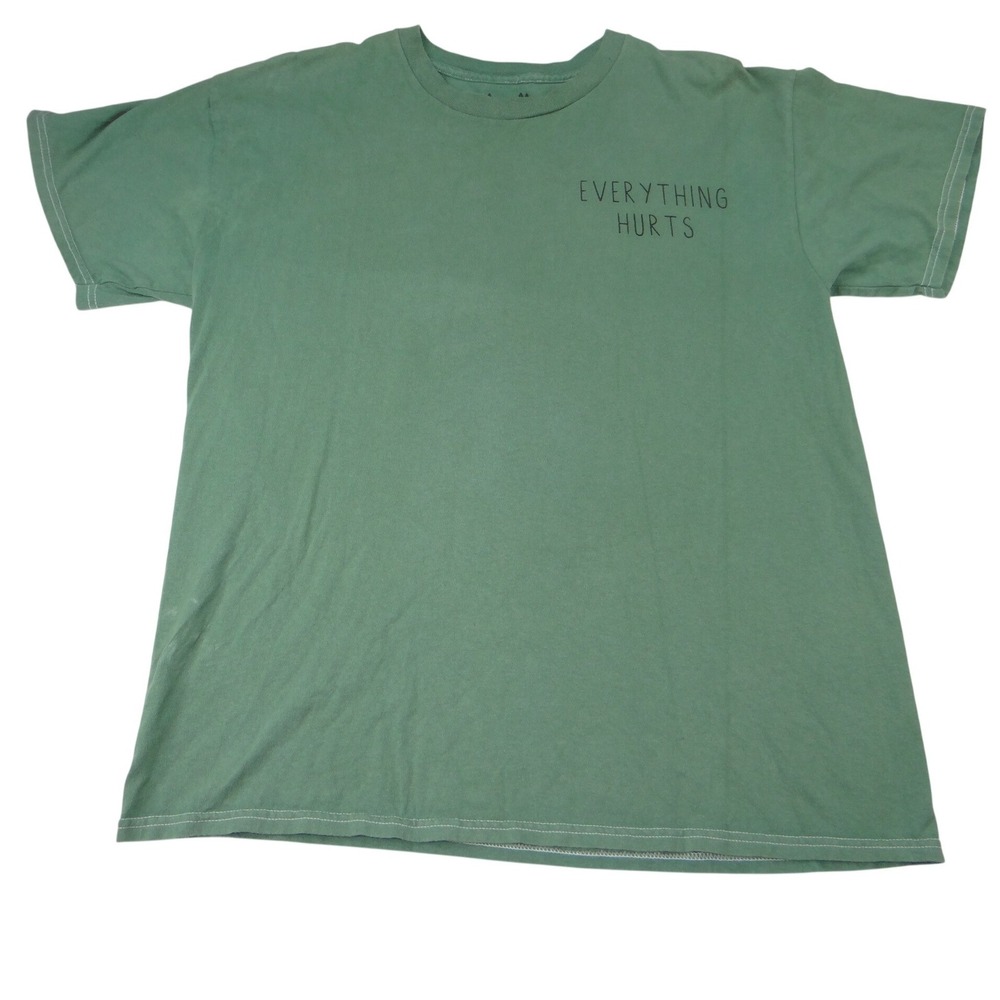 Threadless T Shirt Everything Hurts Grim Reaper‎ Graphic Print Green Size M